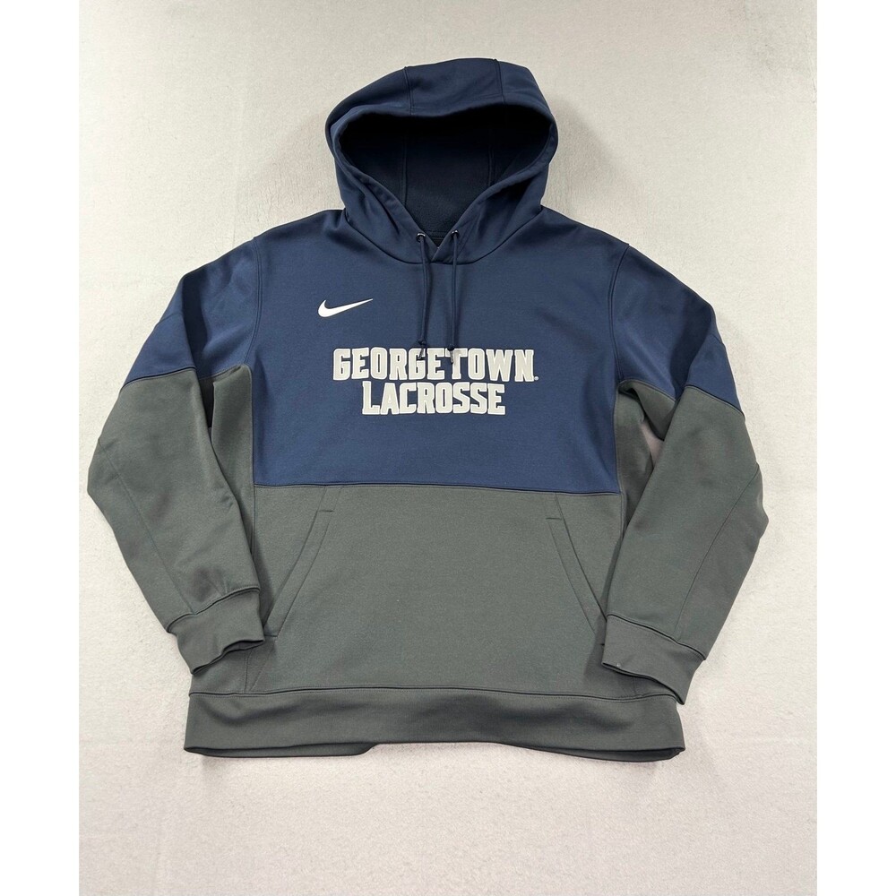 Nike Georgetown Lacrosse Hoodie Pullover Blue Gray Men's Large